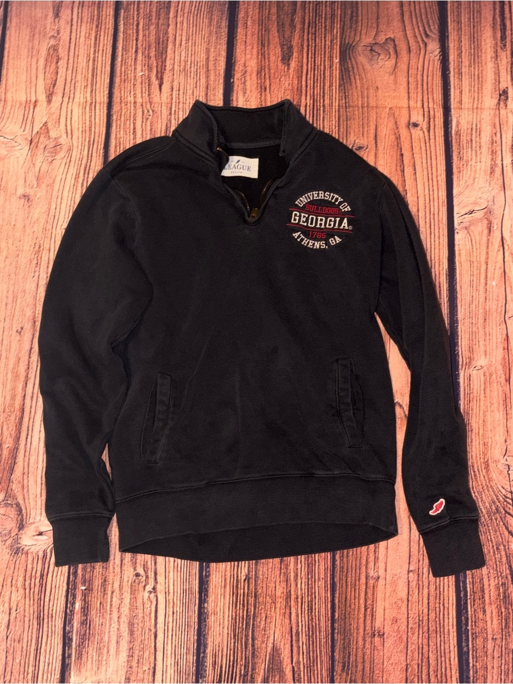 League Black Men's Quarter-Zip Pullover with University of Georgia Crest